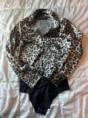 Zara Leopard Print Satin Bodysuit